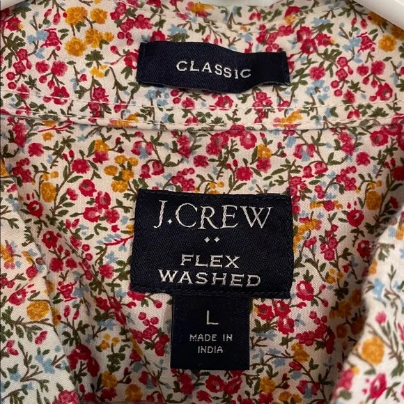 J. Crew flex washed classic floral pinks/reds button down sz L - Picture 2 of 11